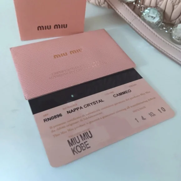 Miu Miu Nappa Matelasse Swarovski Crystal Tote Cammeo EUC - Picture 15 of 16